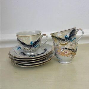 Dragon Motif Teacup and Saucer Set